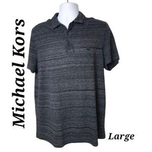 Michael Kors Men's Polo Large Short Sleeve Performance Collar Top Lg NWOT